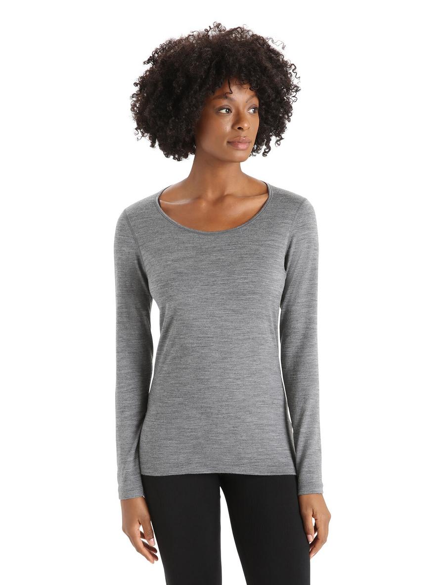 One Piece & Sets Icebreaker Merino 200 Oasis Long Sleeve Scoop Neck Thermal Top Damskie Szare | PL 1173DFMN